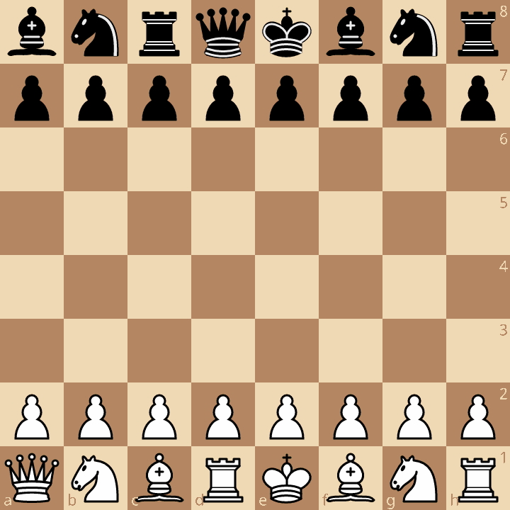 Position 198 in Chess960 is the arguably the fairest: Queen / Knight / Bishop / Rook / King / Bishop / Knight / Rook. Credit: Lichess