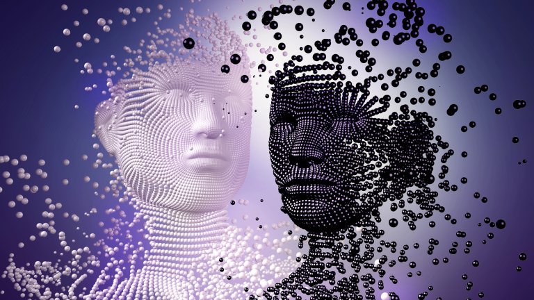 3d sculpture of young couple, made of balls , concept for Love Story.