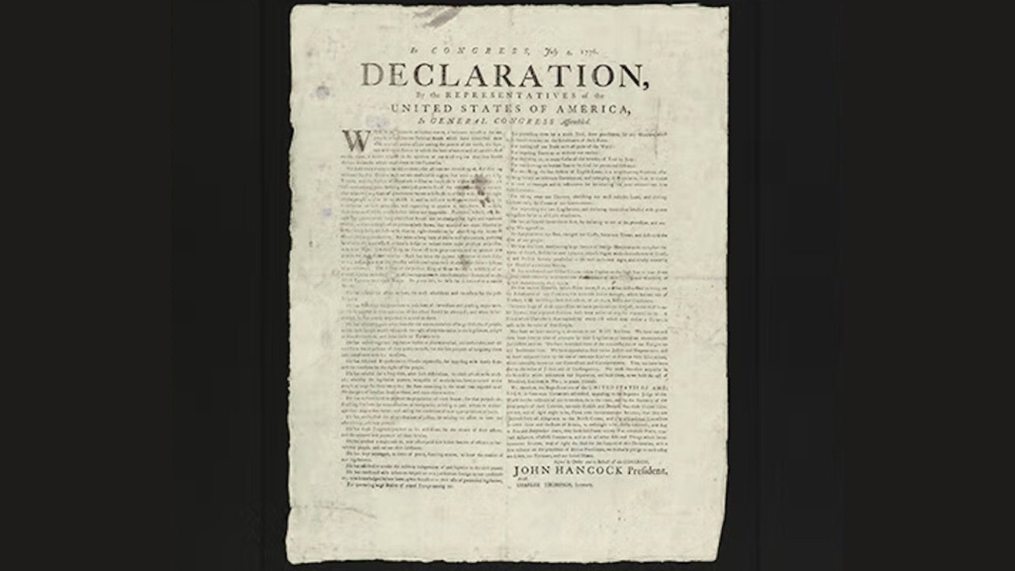 Declaration of Independence broadside