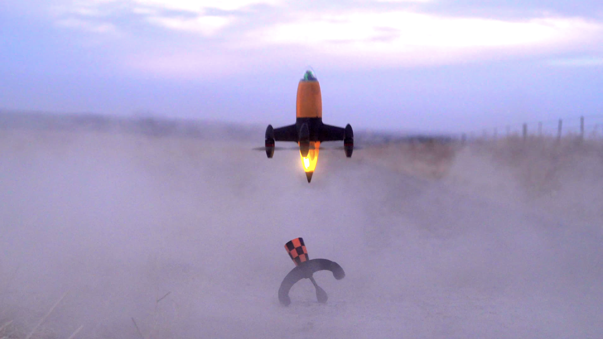 Peregrinen 4 quadcopter drone taking off from launch pad