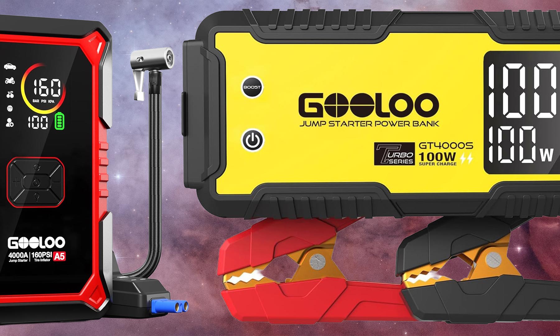 GOOLOO portable jump starters and tire inflators