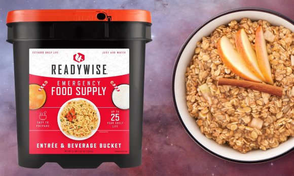 ReadyWise emergency food bucket with oat meal