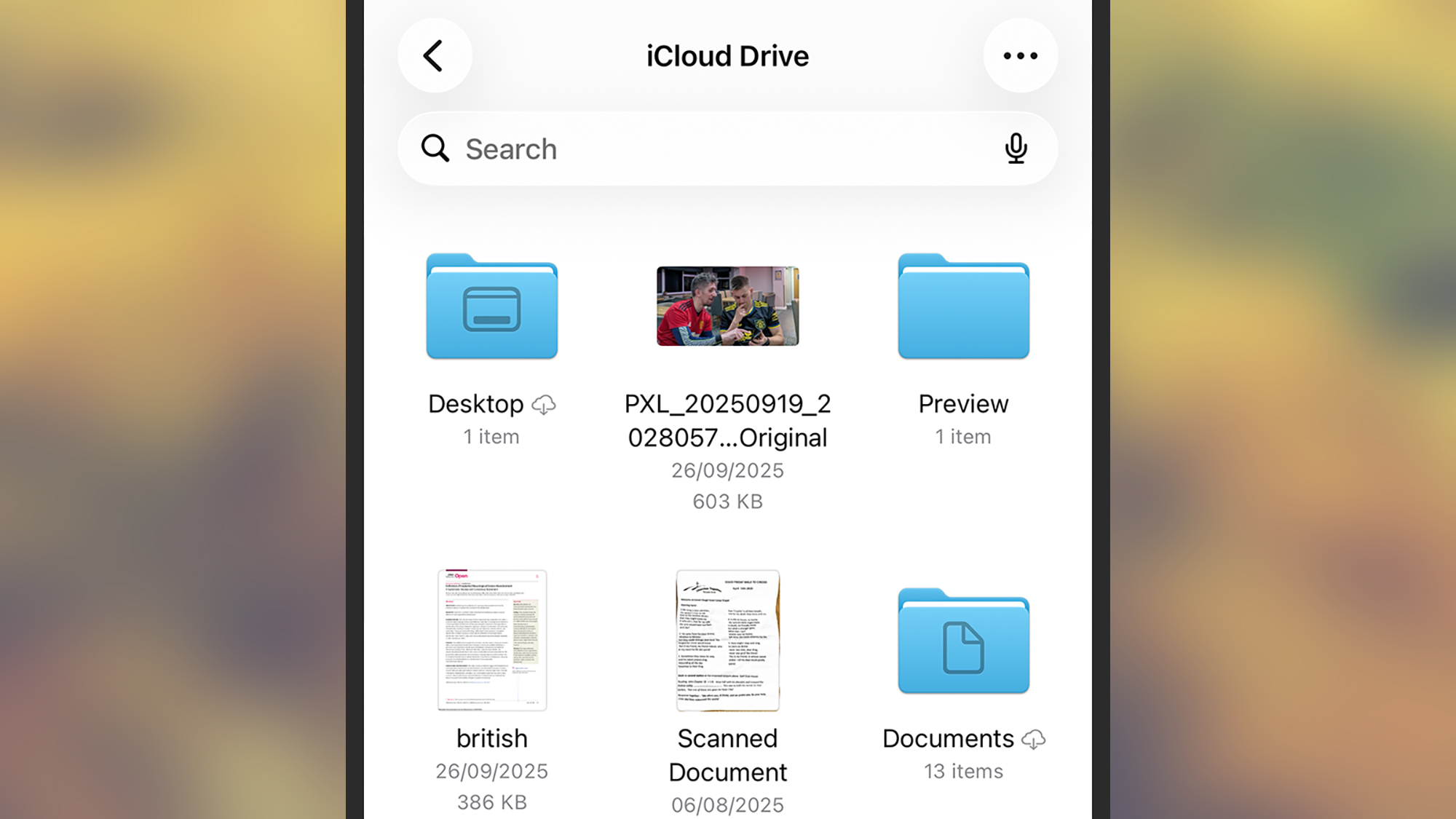 screenshot of icloud drive