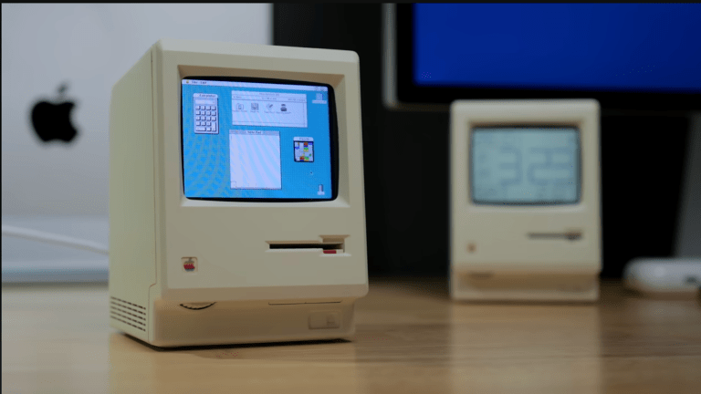 Tiny Macintosh model computer built into toy novelty clock