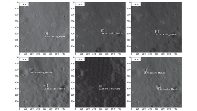 Candidates for Luna 9's landing site. Credit: Pinault et al.