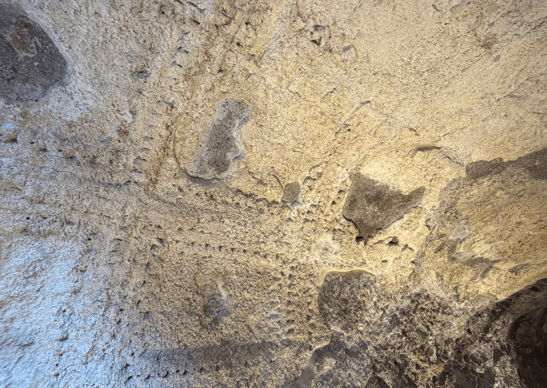 the ceiling of a passageway