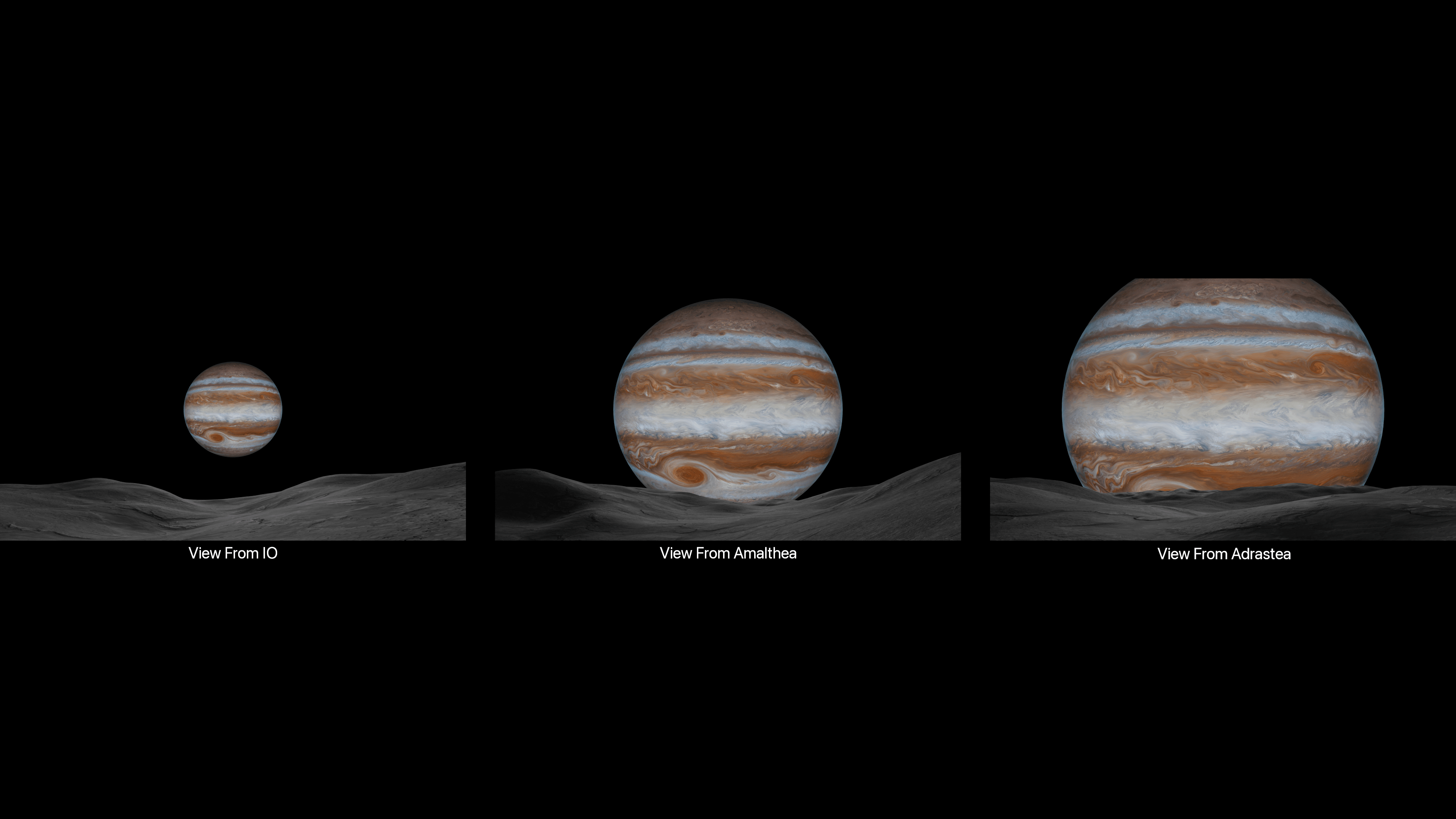 The different views from Jupiter's moons