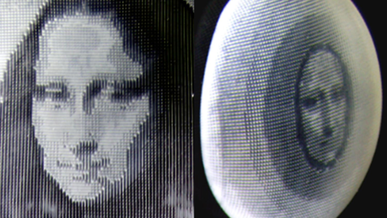 a tatoo-like image of the mona lisa printed on synthetic skin