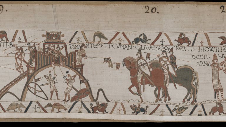 A scene from the Bayeux Tapestry depicting the Battle of Hastings