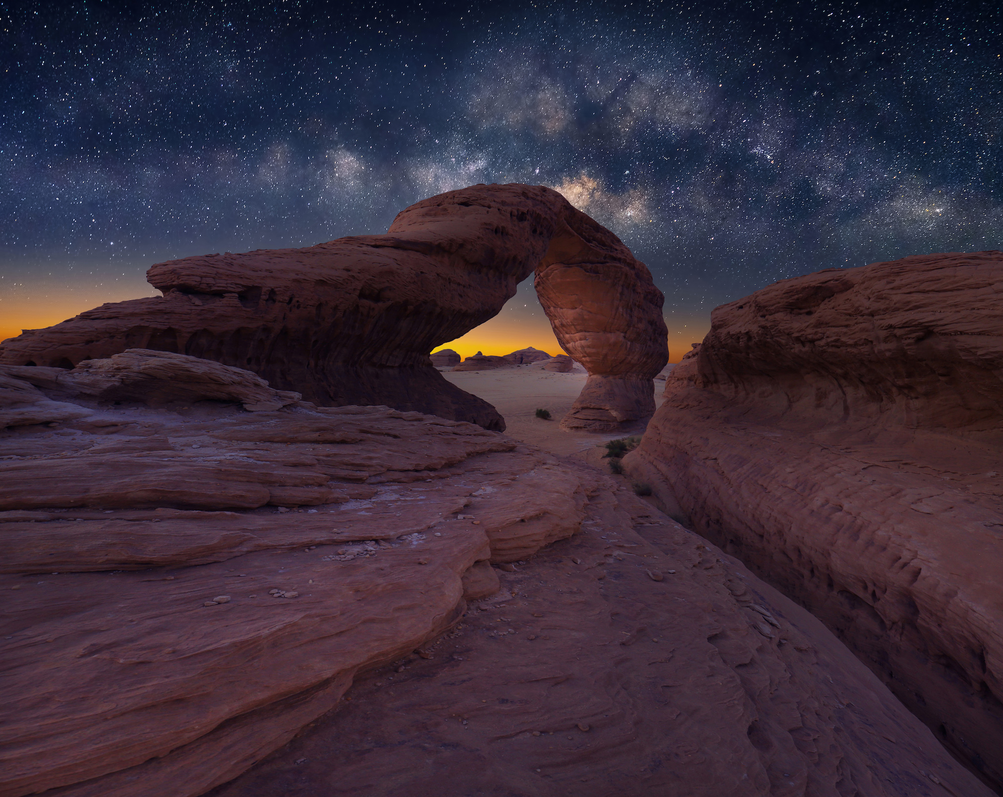 mountains under star-filled sky