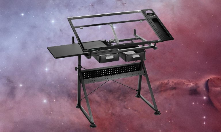 Metal Glass Artist's table by Artist's Loft