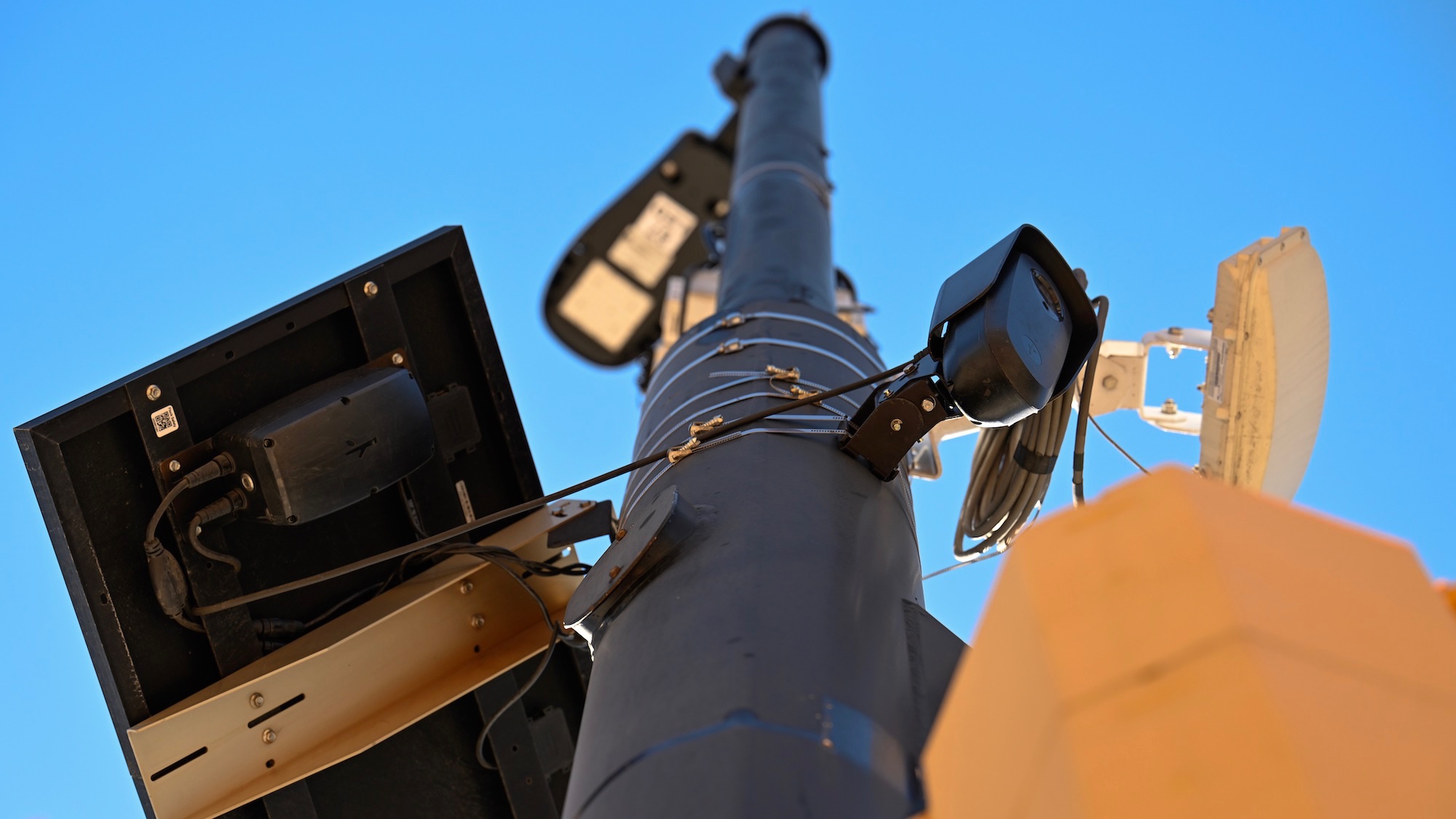 lock Safety license plate recognition camera on a pole
