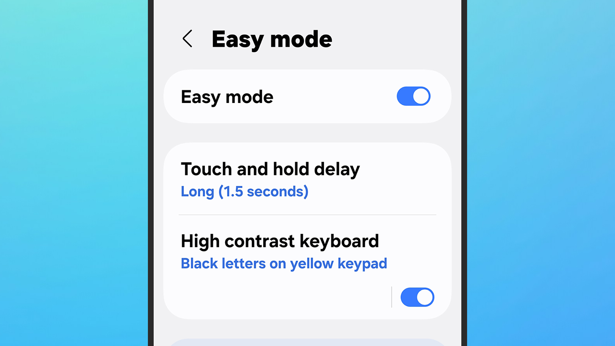 samsung "easy Mode" settings