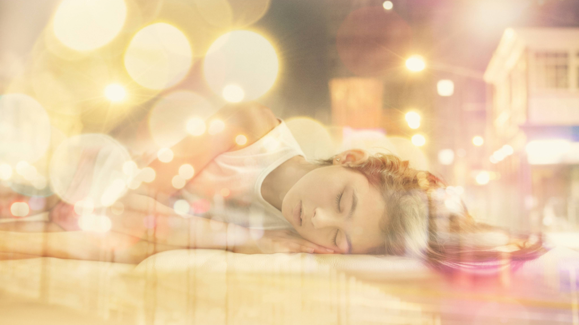 a stylized photo of a woman sleeping