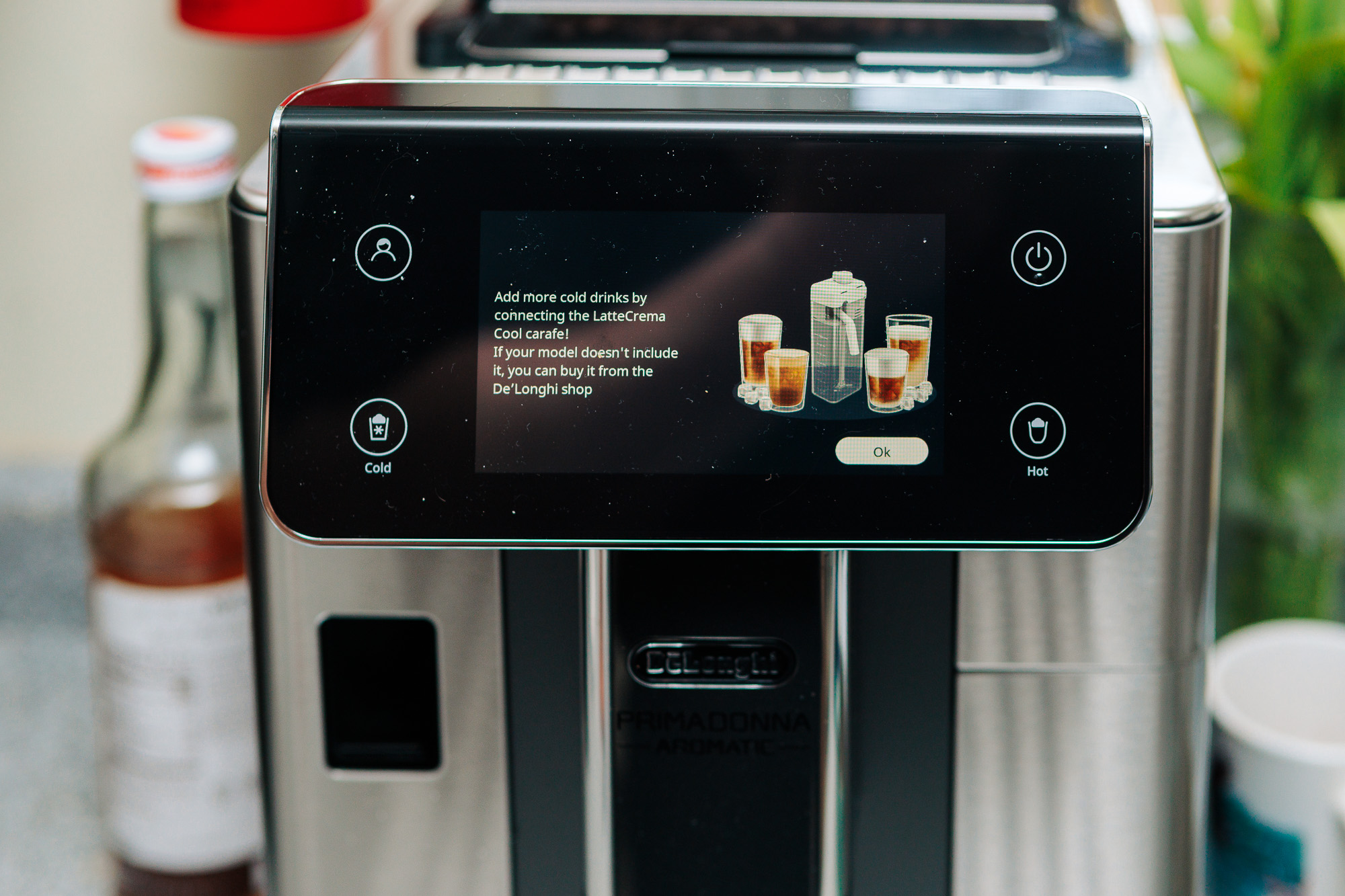 De'Longhi PrimaDonna Aromatic automatic espresso machine setup screen