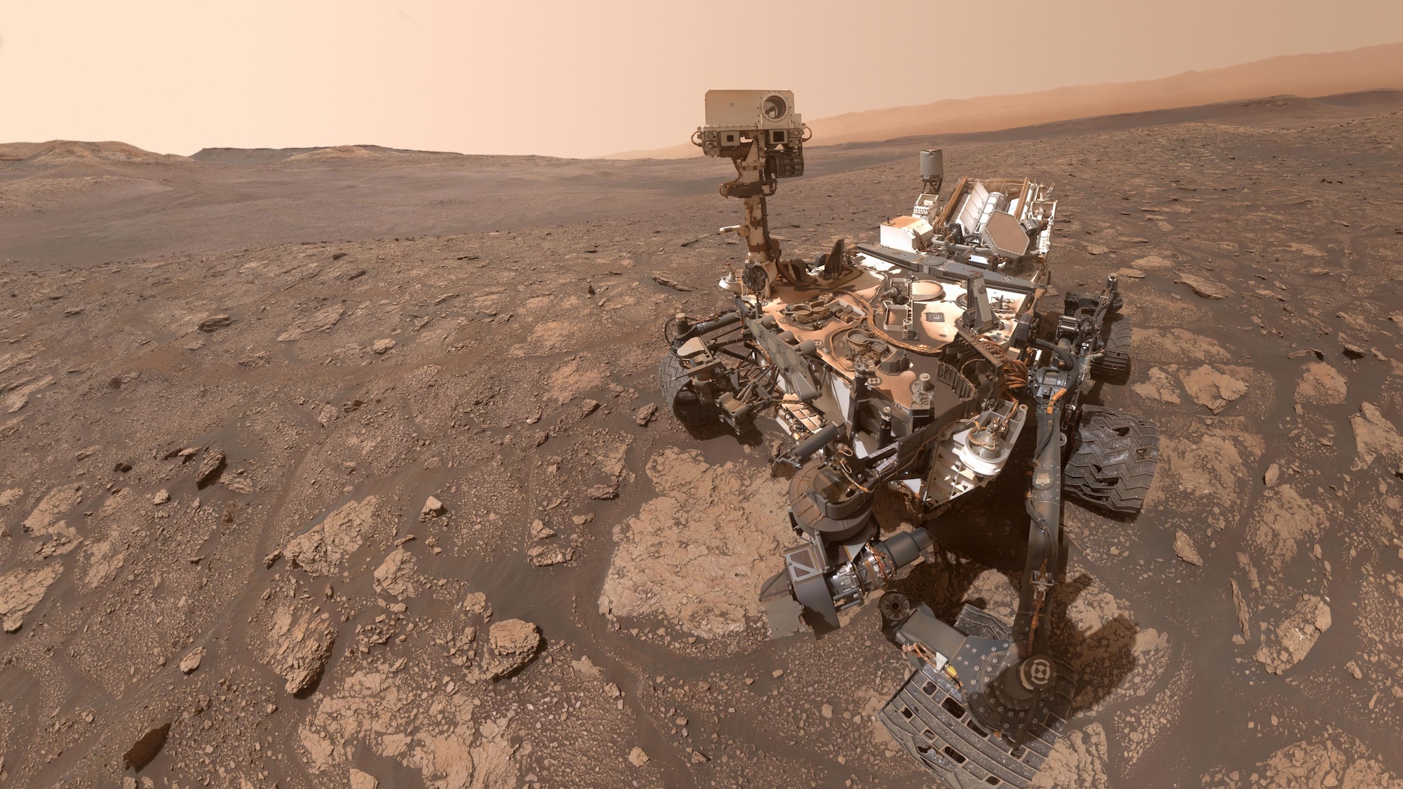 NASA's Curiosity Mars rover took this selfie at a location nicknamed "Mary Anning" after a 19th century English paleontologist. This was the site of the chemical experiment uncovering diverse organic molecules on Mars, in the Glen Torridon region, which scientists believe was a site where ancient conditions would have been favorable to supporting life, if it ever was present.