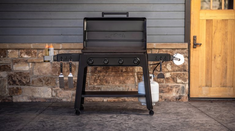 Traeger IronTop griddle 4-burner on a patio