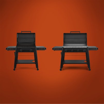 Traeger IronTop griddles on an orange background