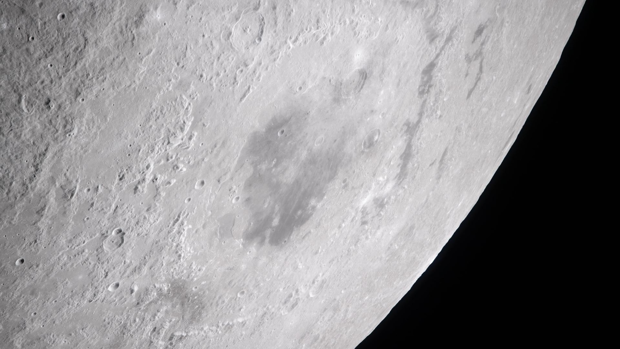 Close up of lunar surface photographed by Artemis II crew