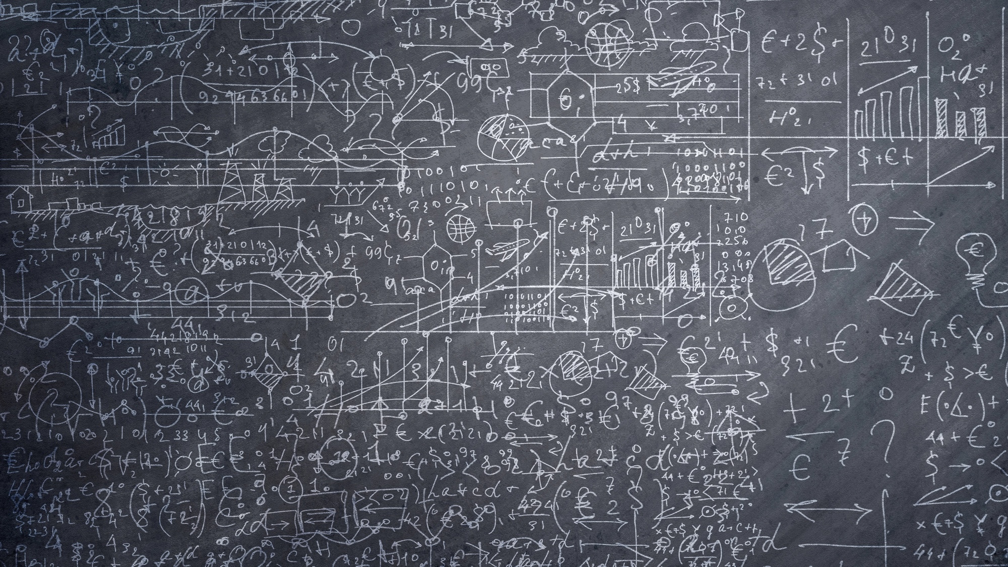Math equations covering a chalkboard