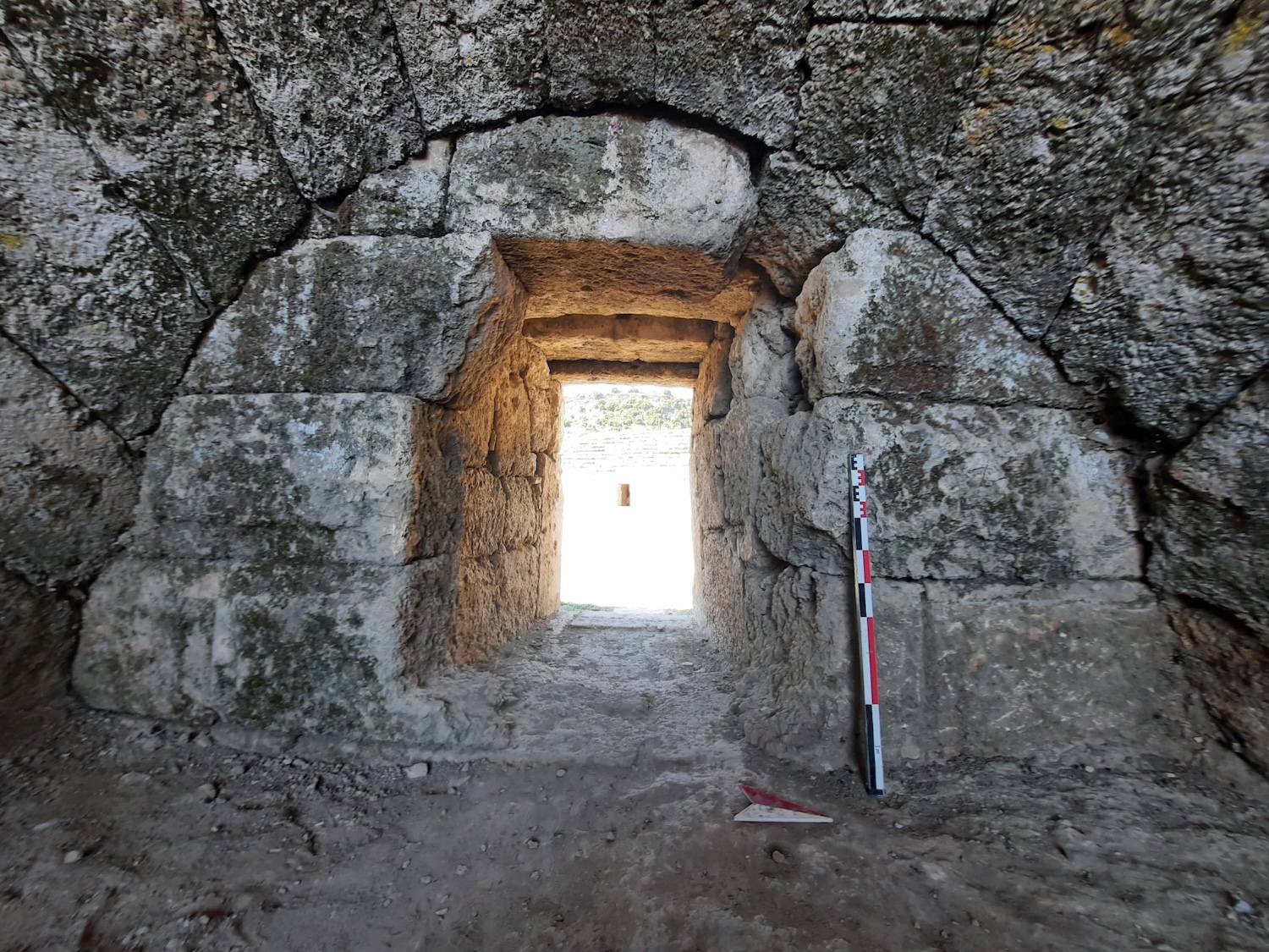 Close up of ancient Roman stadium stone doorway
