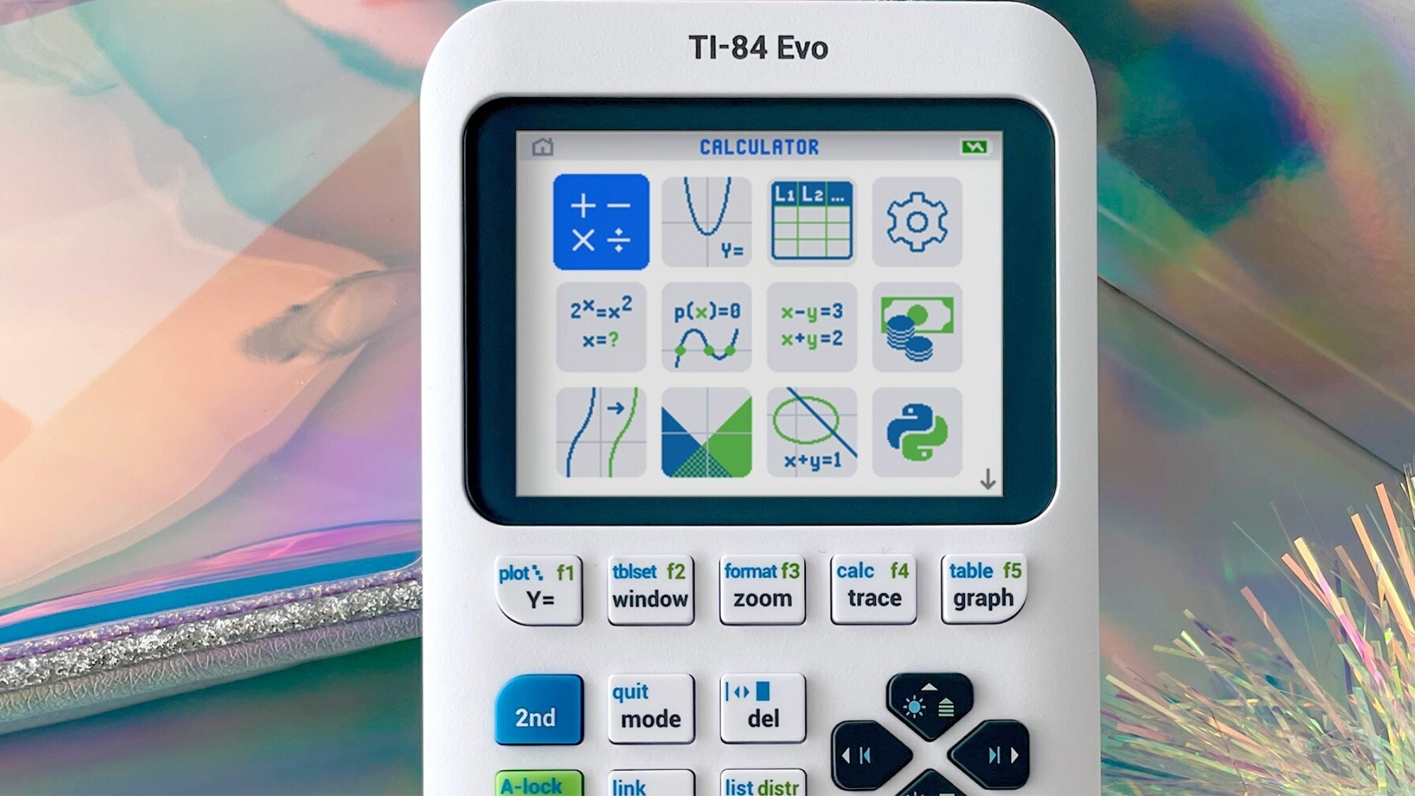 a white graphing calculator