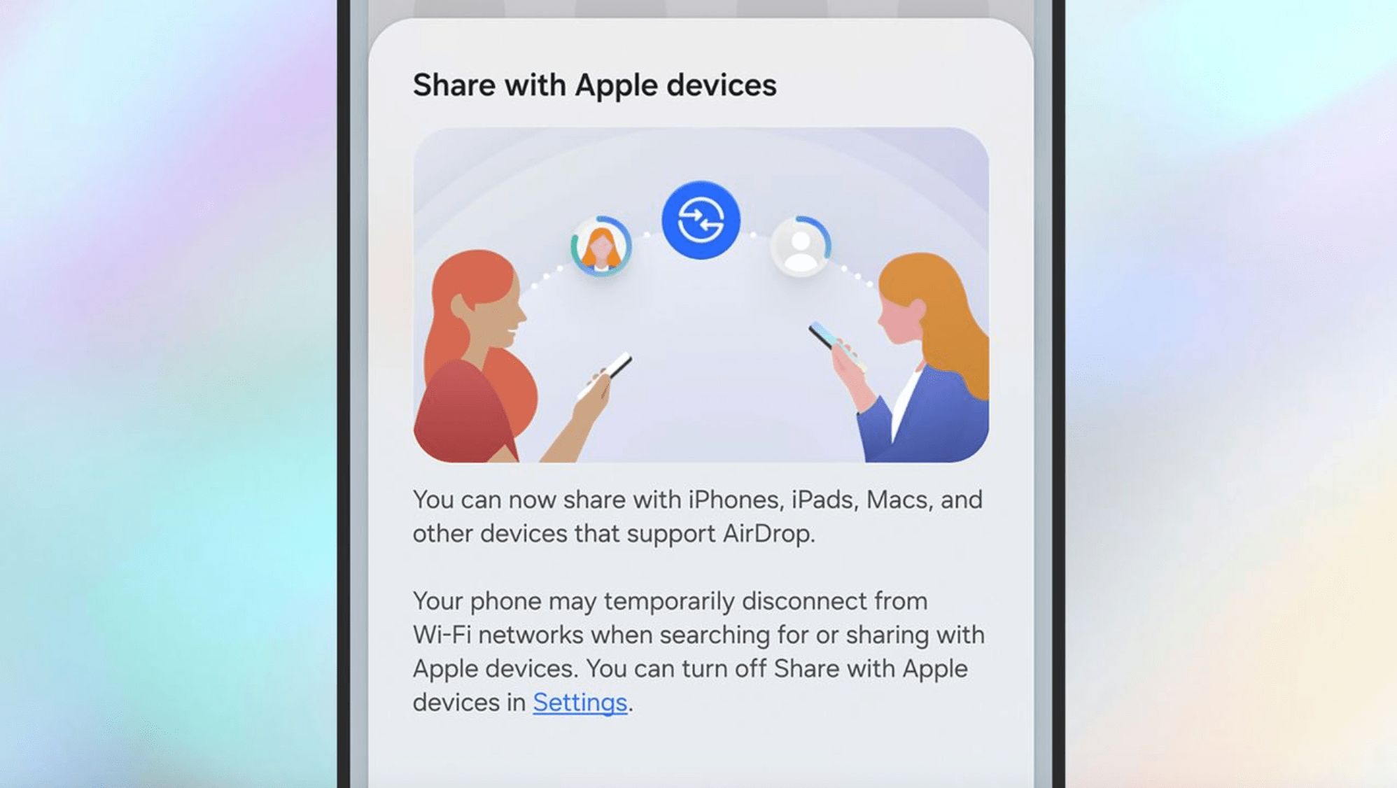 screenshot of 'share with apple devices'