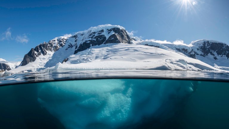 Iceberg underwater, Antarctica.