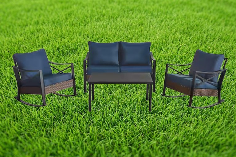 Hampton Bay Mayfield Park 4-piece wicker patio seating set on sale during The Home Depot's Spring Black Friday sale