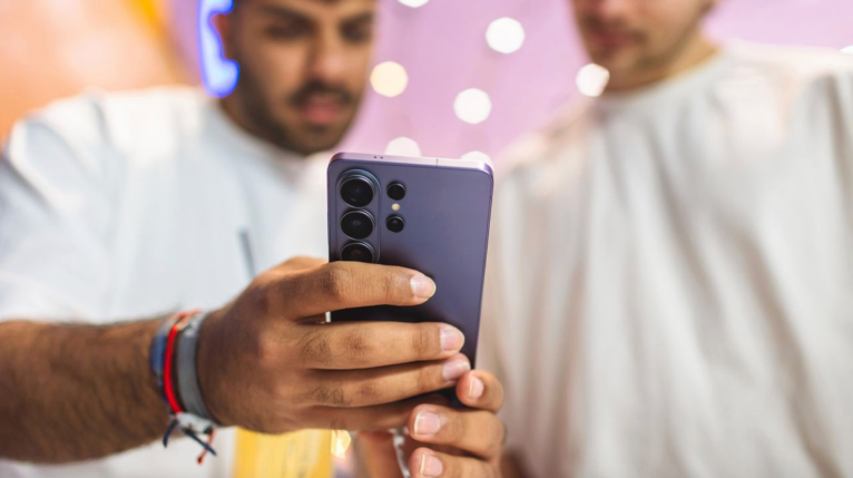 man holding android phone