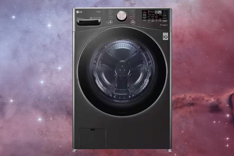 LG 4.5 cubic-foot stackable smart front load washer in black
