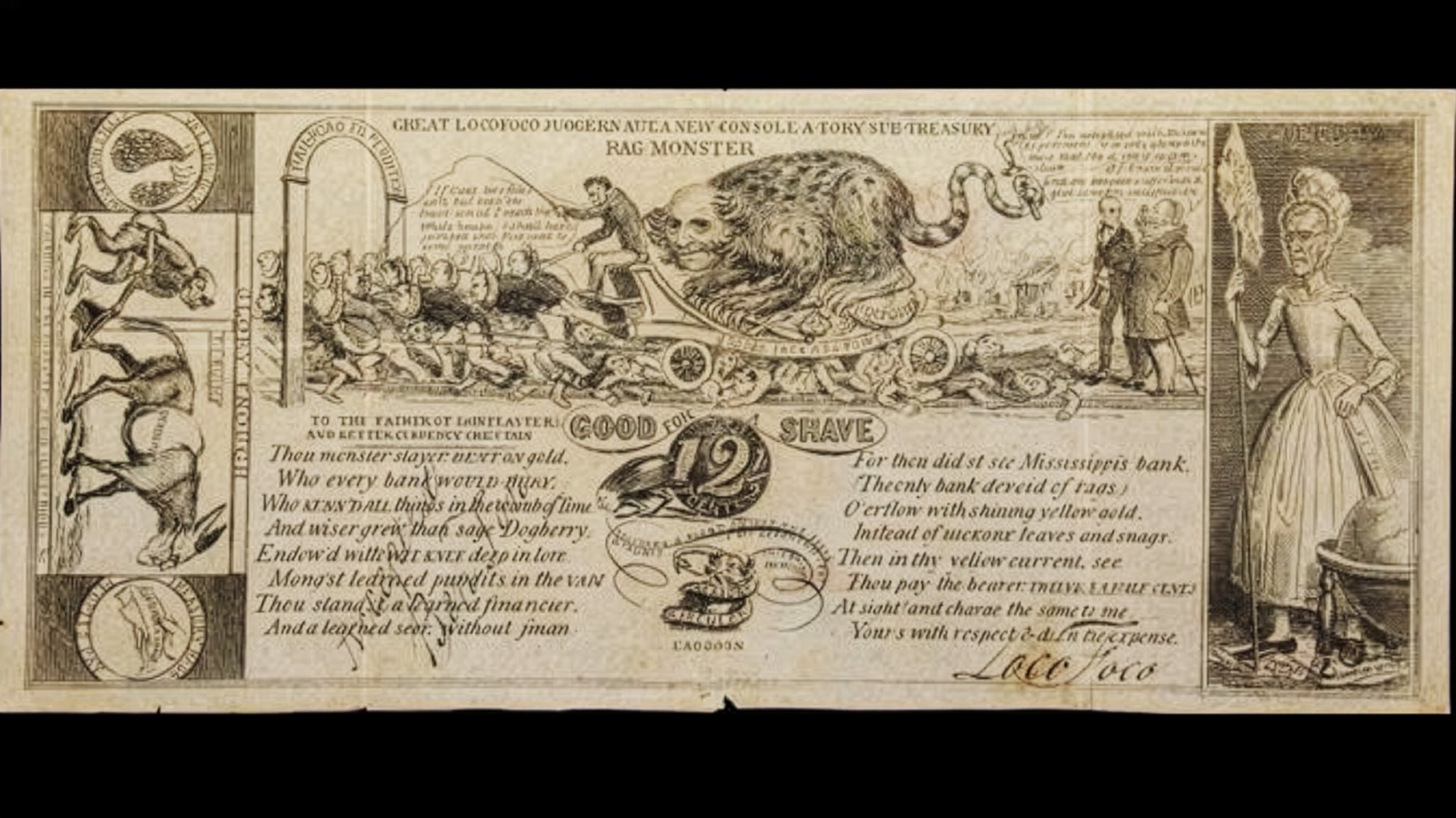 a satirical currency showing president andrew jackson as a cat