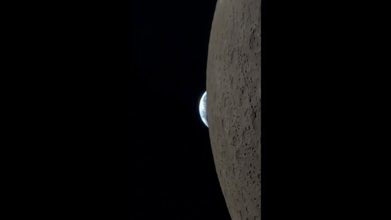 the earth is setting behind the moon