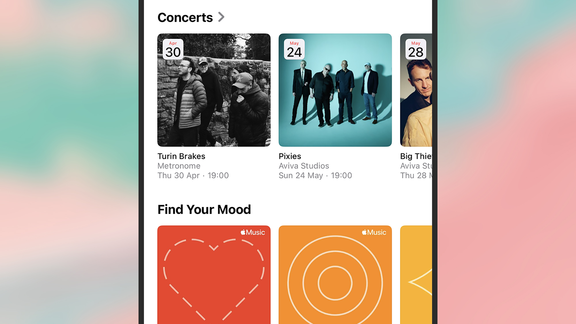 screenshot of find concerts near me