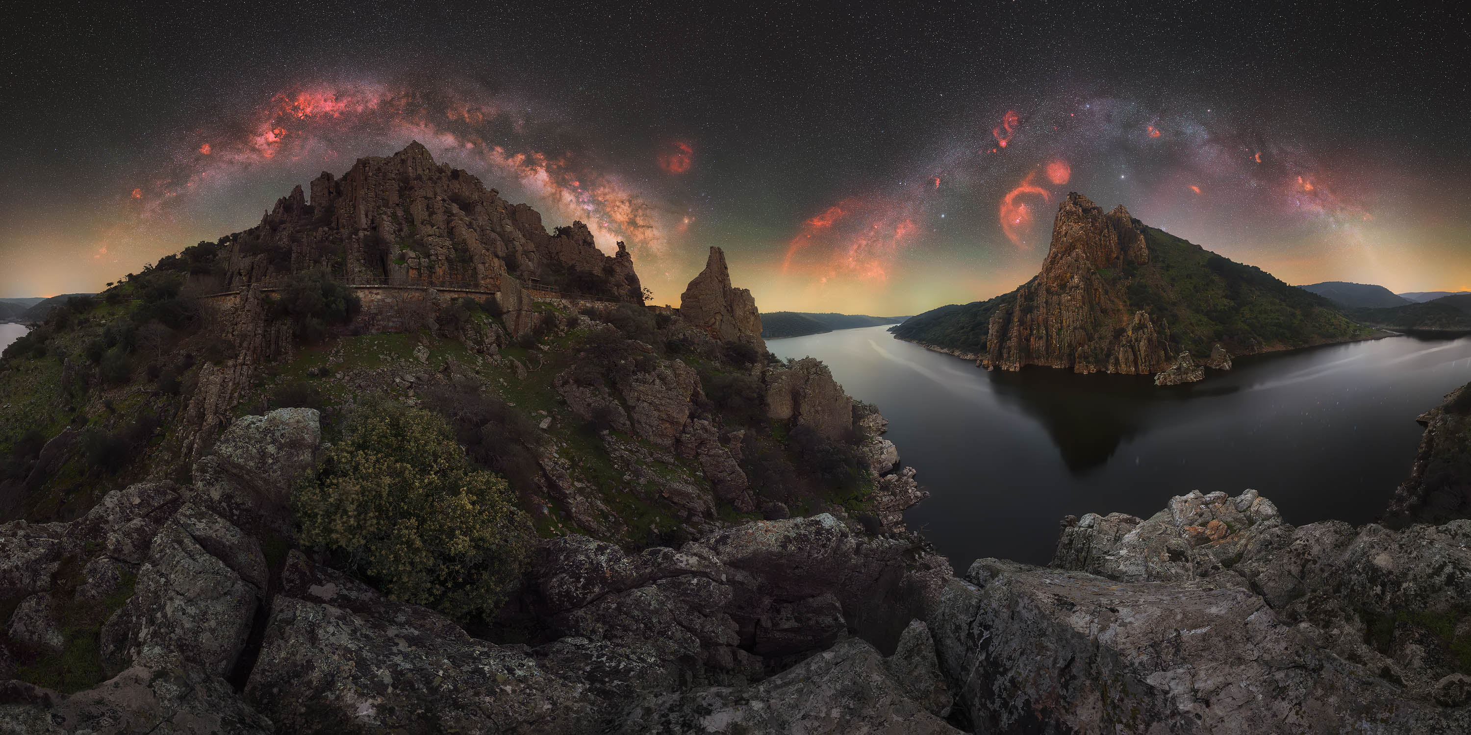 I am always drawn to traveling to remarkable natural landscapes to capture their essence through night photography. This image, which represented a significant challenge for me, was taken in Monfragüe National Park during one of the few nights of the year when both the winter and summer Milky Way can be seen in the same sky. The scene does not appear this way to the naked eye. It is a composite that captures the transition of the Milky Way over several hours, combining the winter Milky Way visible after dusk with the summer Milky Way rising before dawn. The following morning, I was able to return to this location with my family, who had accompanied me in the search for this long-envisioned image. Those shared moments, along with the effort behind the capture, make this photograph especially meaningful to me.