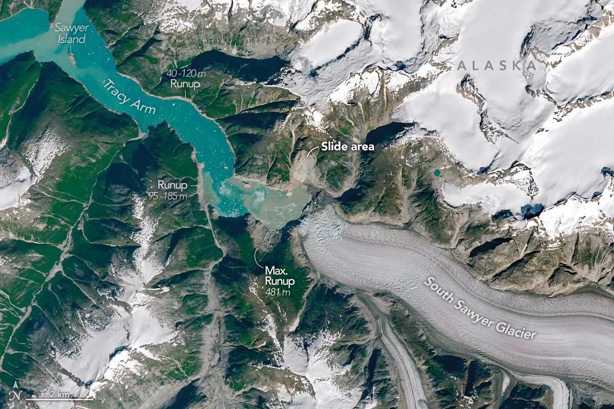 a satellite image of a landslide
