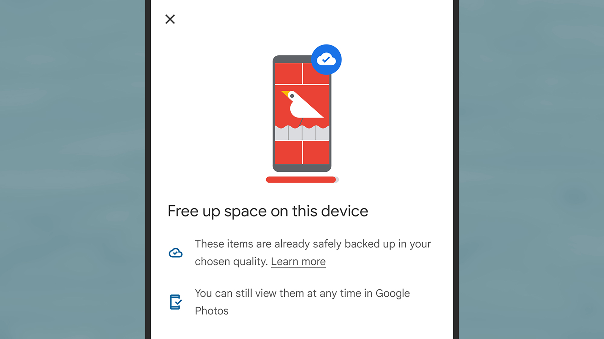 screenshot of android free up space options