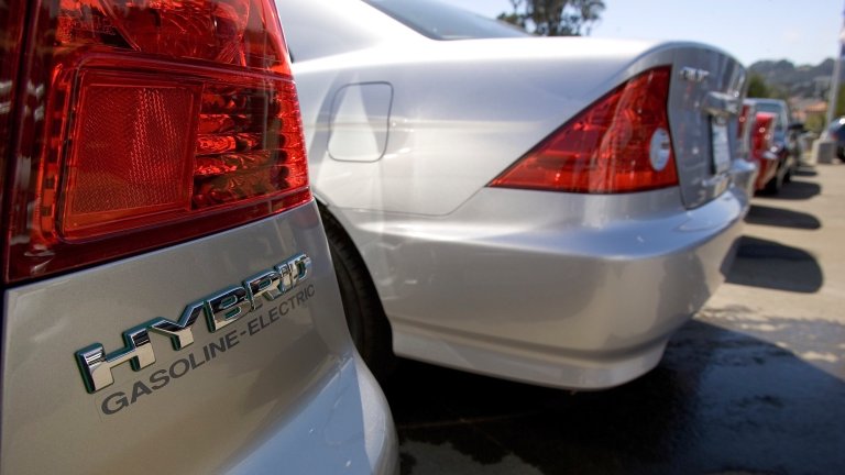 hybrid cars on dealership lot