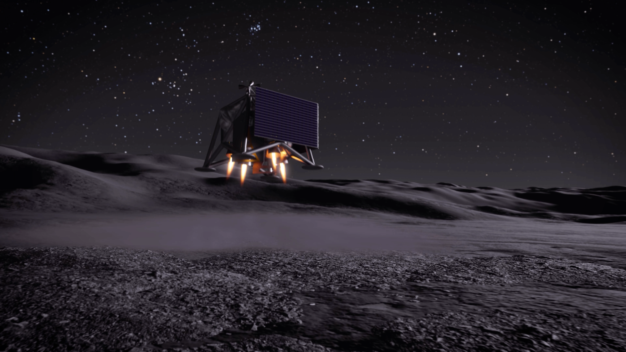 Artist’s rendering of a MoonFall drone operating near the lunar South Pole.