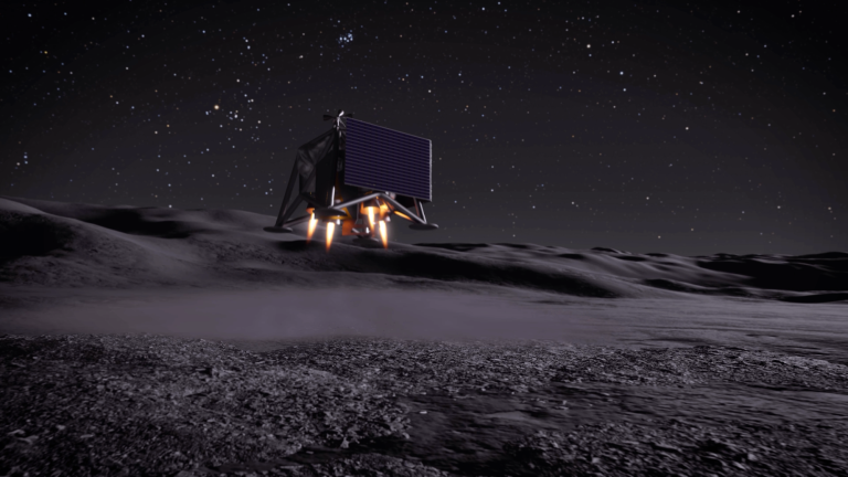 Artist’s rendering of a MoonFall drone operating near the lunar South Pole.