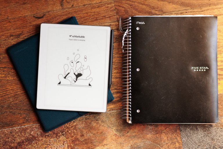 reMarkable paper Pure compared to a notebook
