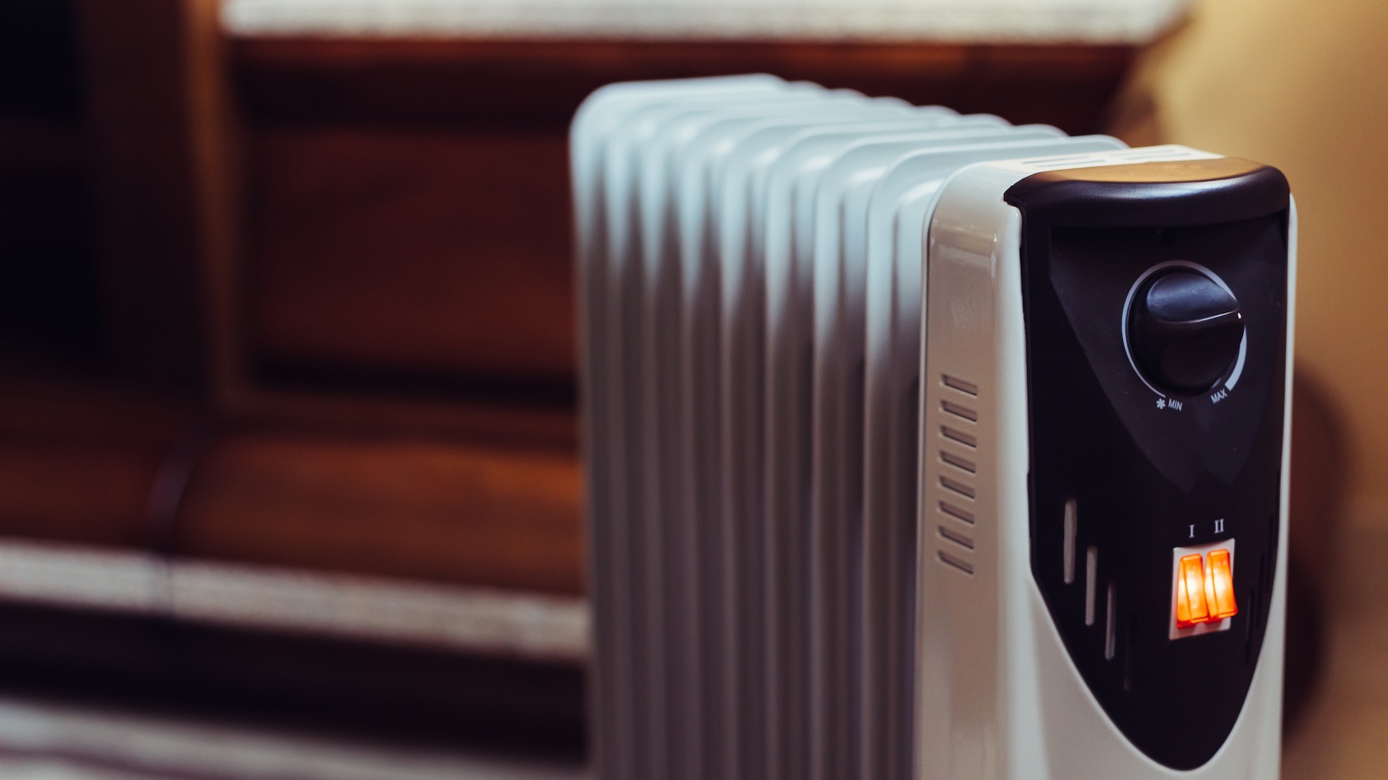 Close up of electric radiator in living room