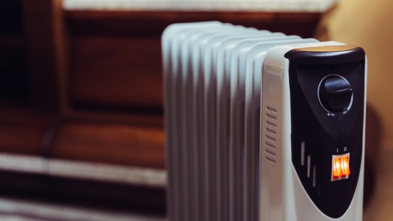 Close up of electric radiator in living room