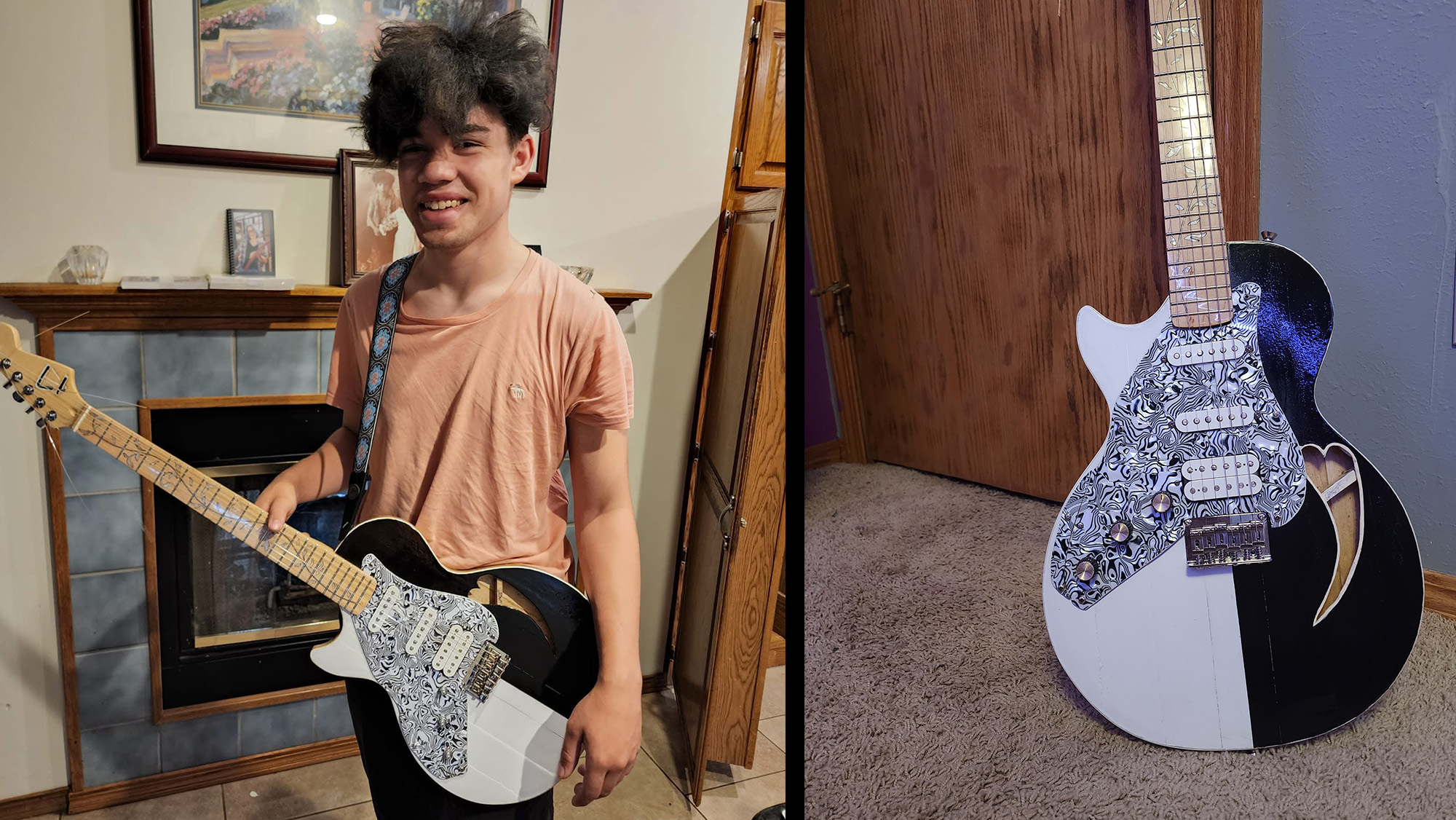 Meet the college student crafting vibrant electric guitars from