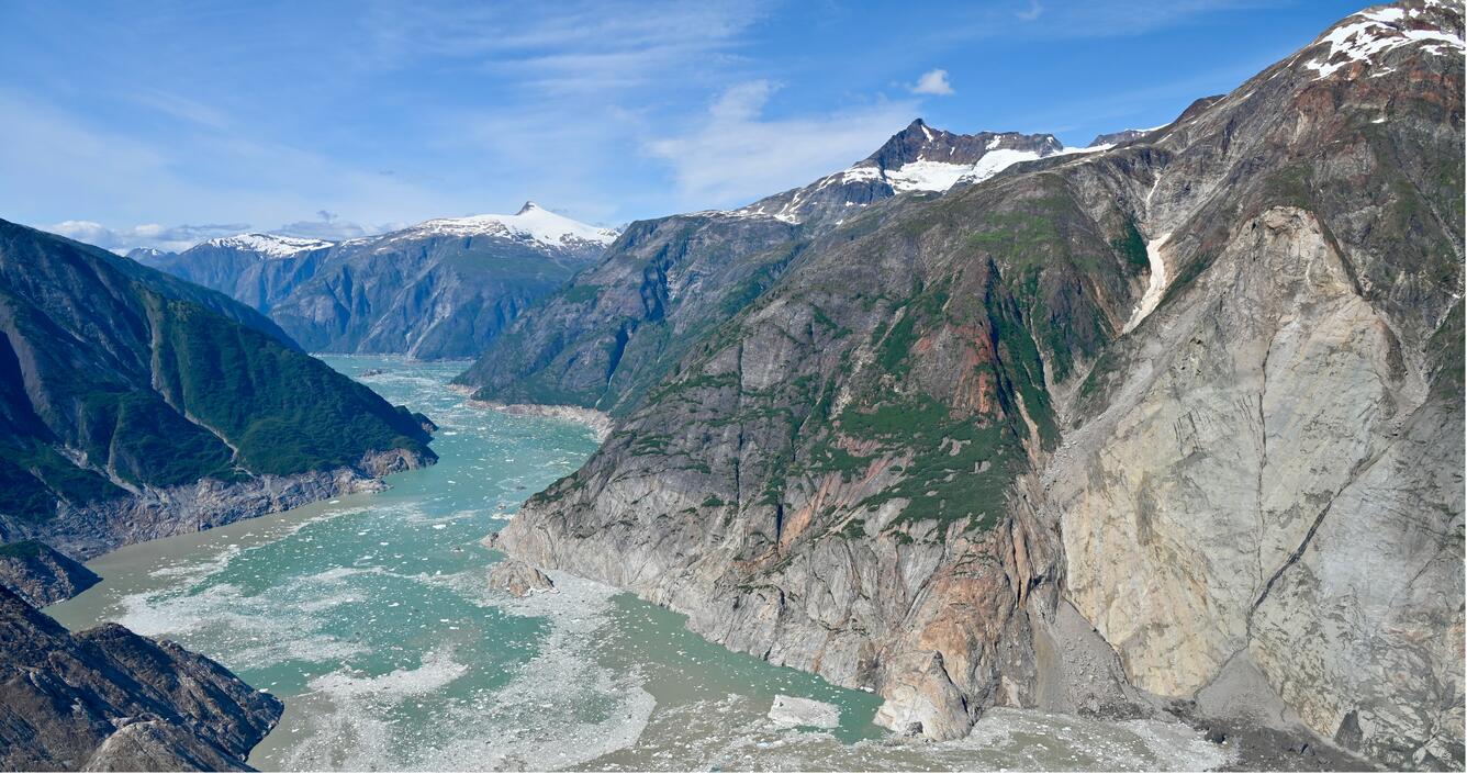 a landslide over a fjord in alaska