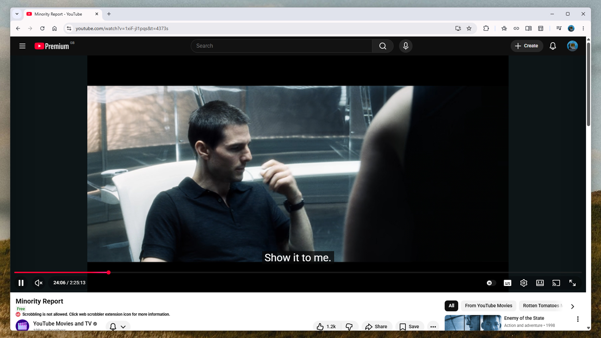 screenshot of minority report on youtube
