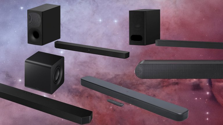 A collage of black soundbars on a cosmic background for Amazon Prime Deal Days 2026