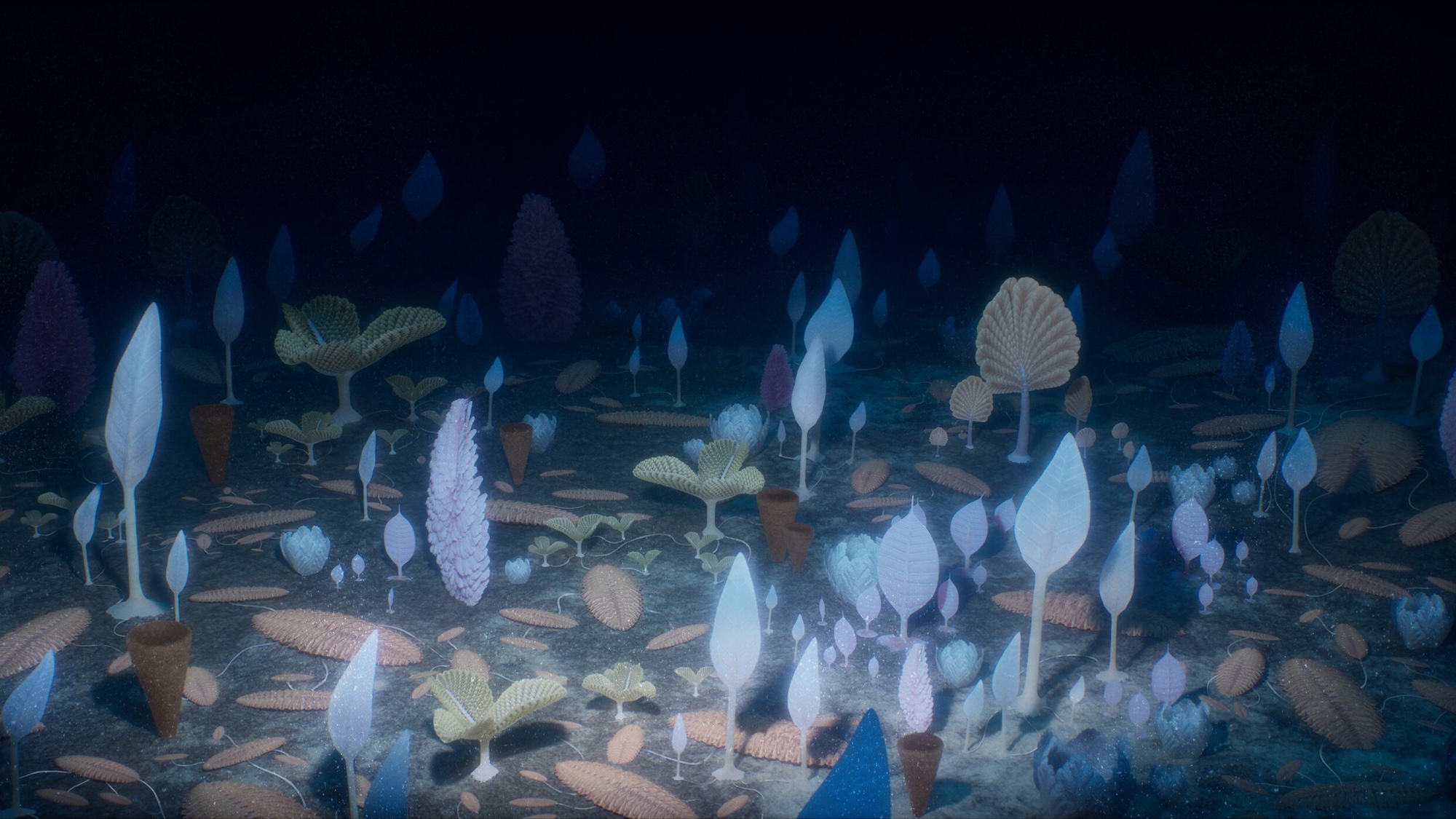 Artist's impression of a Ediacaran animal community. Credit: Hugo Salais