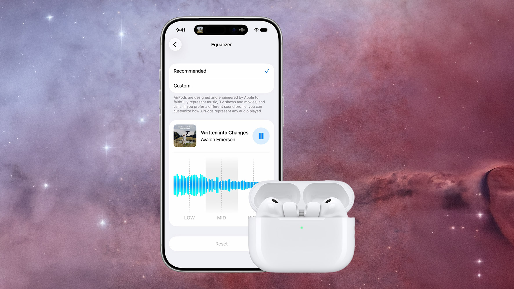 Apple iphone and airpods in using EQ controls
