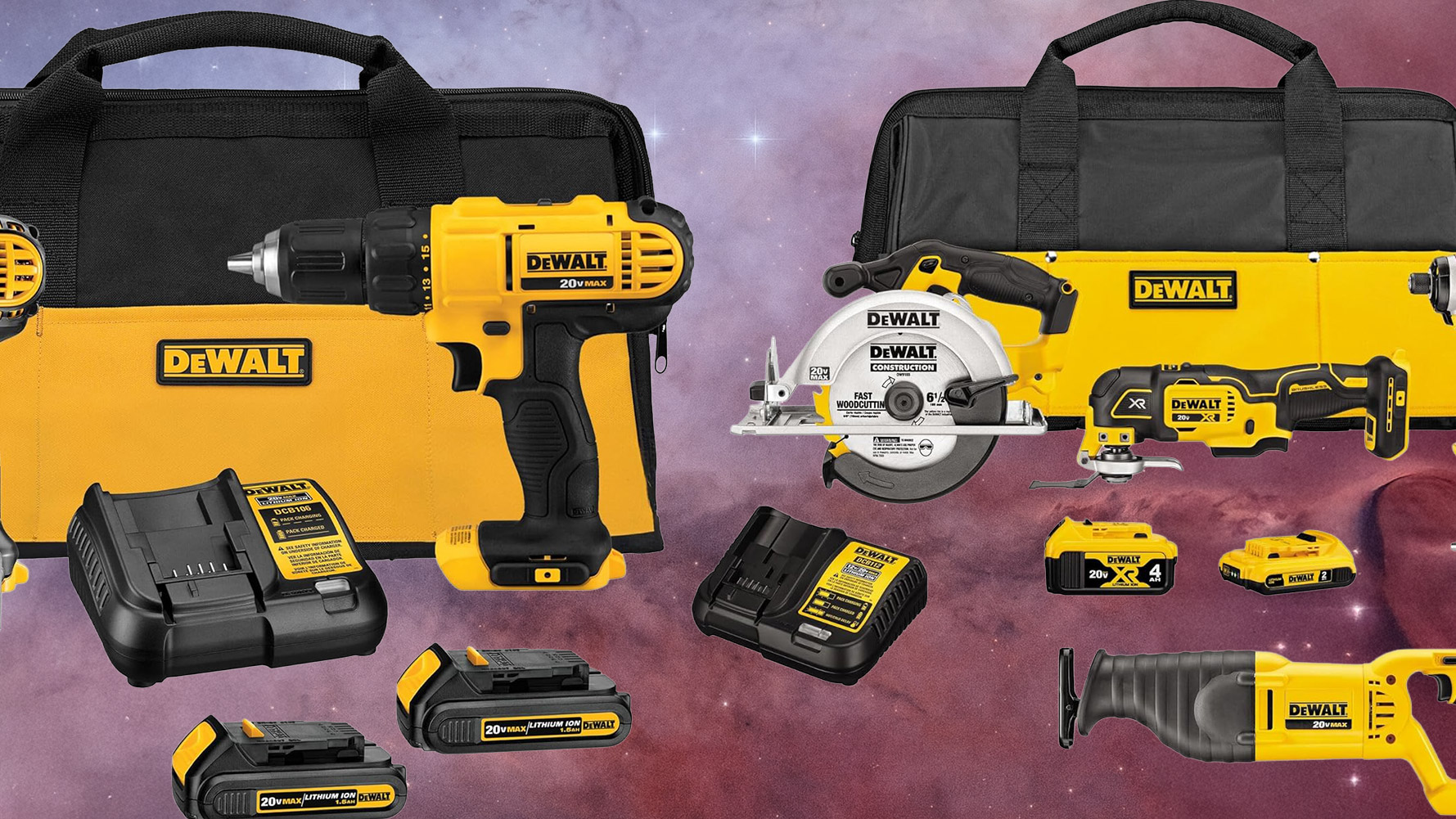 DEWALT tool kits on sale for prime day with carry bags